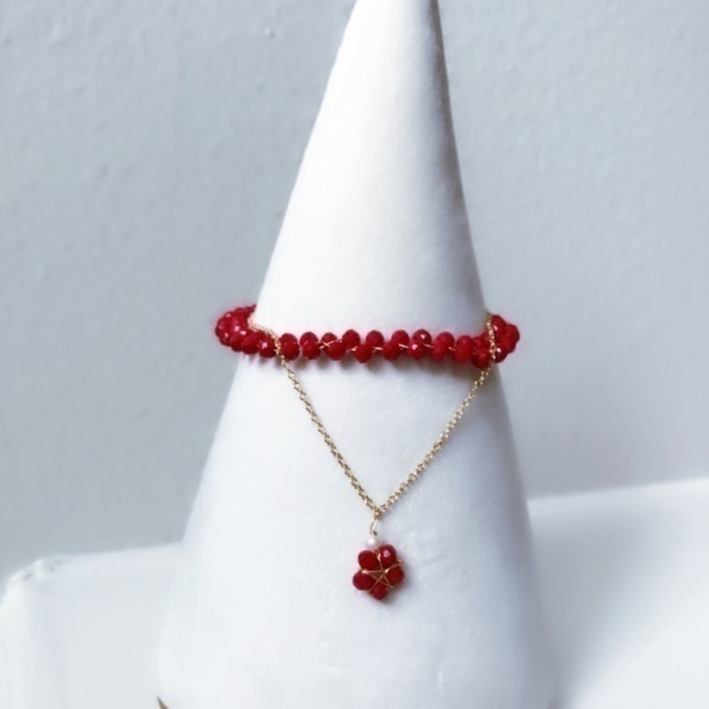 COPY - COPY - 14K Gold Plated Red spinel Bracelet